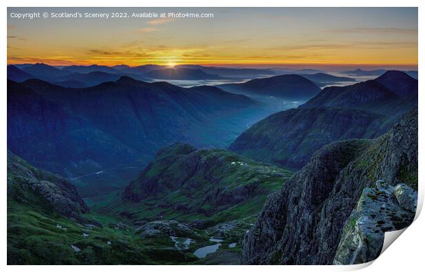 Glencoe morning sunrise. Print by Scotland's Scenery