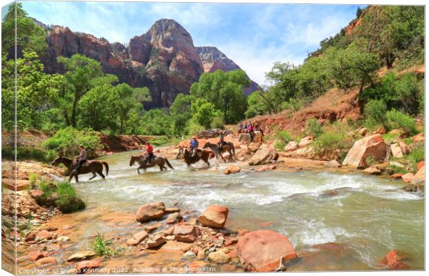 Crossing the Virgin River in Zion Canvas Print by Donna Kennedy