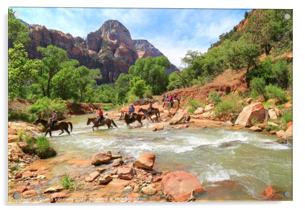 Crossing the Virgin River in Zion Acrylic by Donna Kennedy