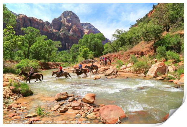 Crossing the Virgin River in Zion Print by Donna Kennedy