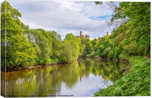 Serene Reflections of Warkworth Castle Canvas Print by Michael Birch