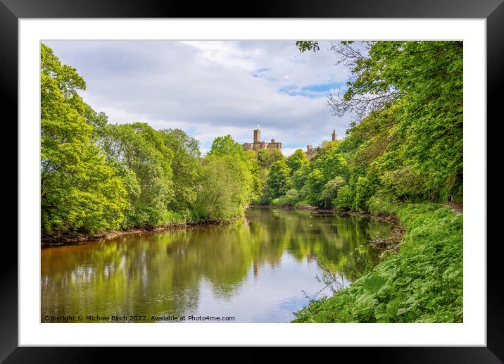 Serene Reflections of Warkworth Castle Framed Mounted Print by Michael Birch