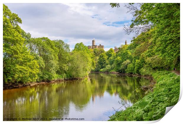 Serene Reflections of Warkworth Castle Print by Michael Birch