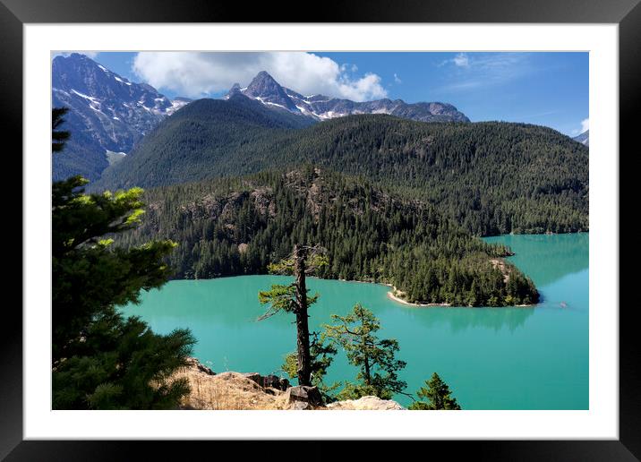 Glacier mountain lake in the north Cascades of Was Framed Mounted Print by Thomas Baker