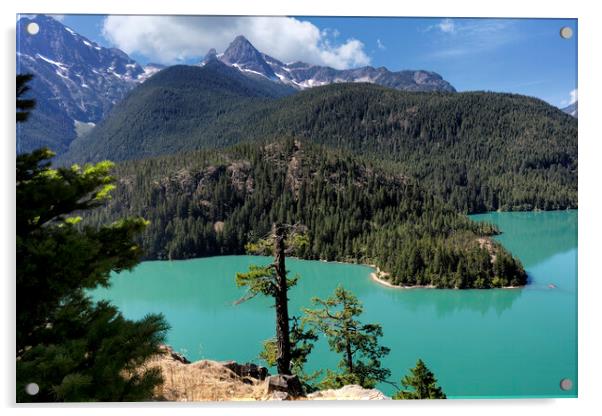 Glacier mountain lake in the north Cascades of Was Acrylic by Thomas Baker