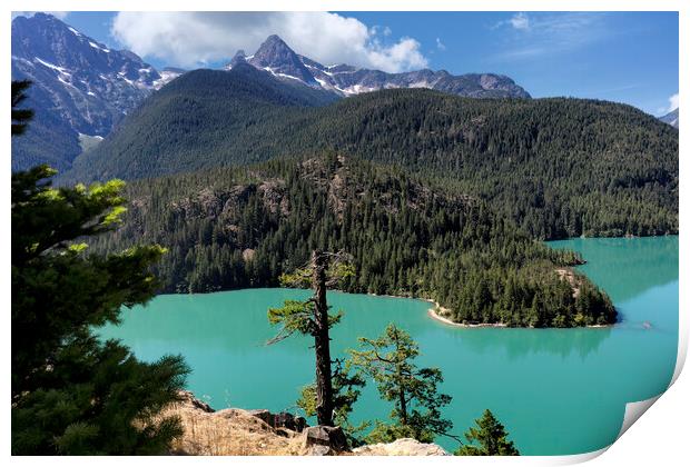 Glacier mountain lake in the north Cascades of Was Print by Thomas Baker