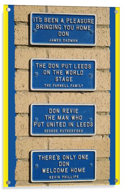 Leeds United Wall Plaques Acrylic by Alison Chambers