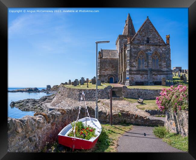 St Monans Parish Church and floral boat Framed Print by Angus McComiskey