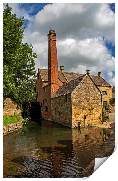 Old Watermill at Lower Slaughter Cotswolds Print by Jenny Hibbert