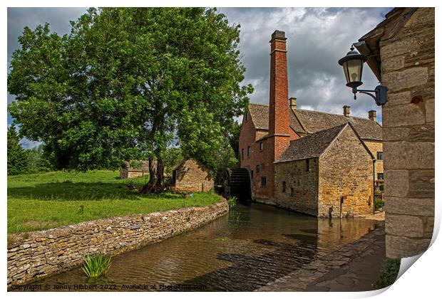 Water Mill at Lower Slaughter Cotswolds Print by Jenny Hibbert