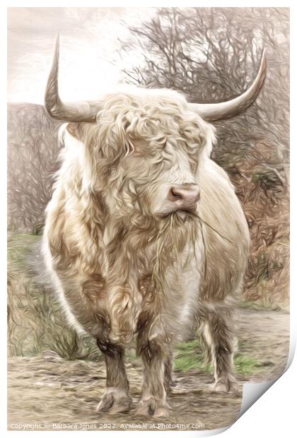 Highland Bull Painting Scottish Highlands. Print by Barbara Jones