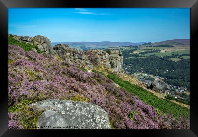 Summer, the Cow and Calf rocks near Ilkley. Framed Print by Chris North