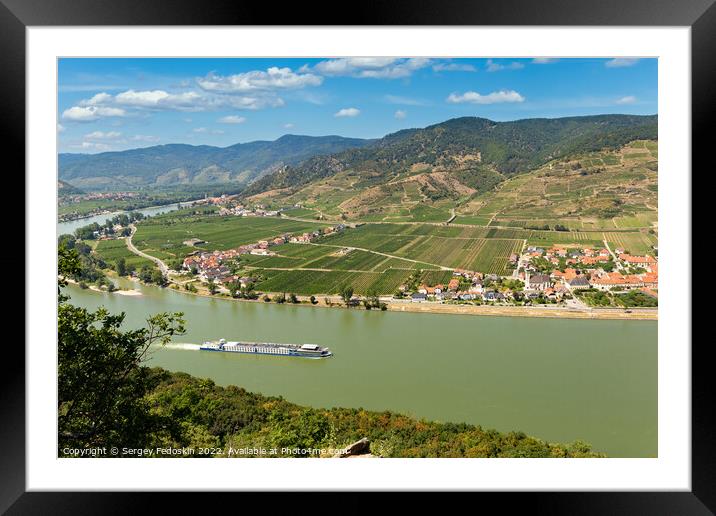Danube river and vineyards in Wachau valley. Lower Austria. Framed Mounted Print by Sergey Fedoskin