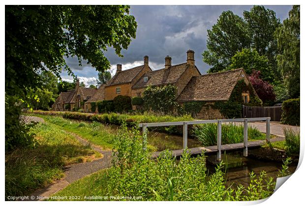 Bridge at village of Lower Slaughter Cotswolds Print by Jenny Hibbert