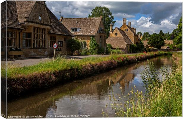 View of street in village of Lower Slaughter Cotswolds Canvas Print by Jenny Hibbert