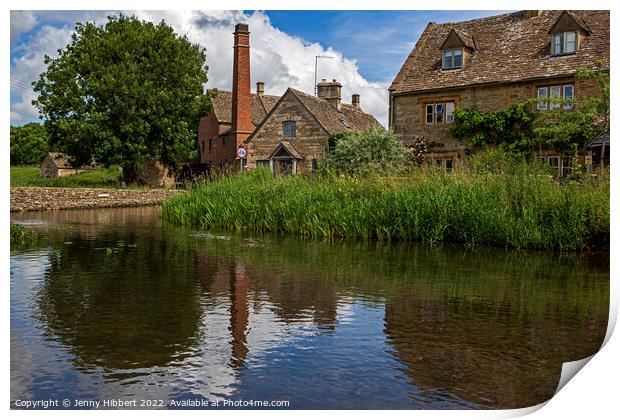 Reflection of Watermill Lower Slaughter Cotswolds Print by Jenny Hibbert