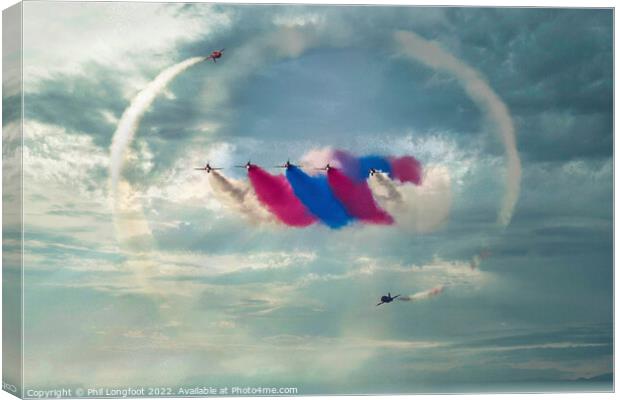 Red Arrows acrobatics  Canvas Print by Phil Longfoot