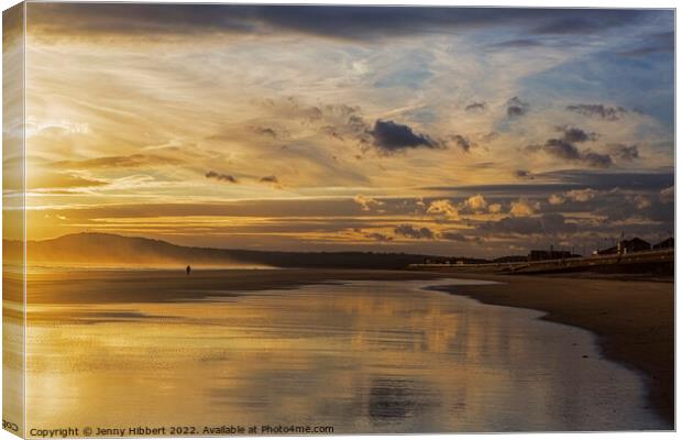 Aberavon beach as sunsetting Port Talbot Canvas Print by Jenny Hibbert