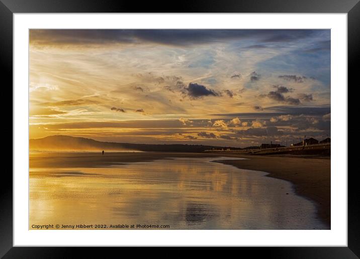 Aberavon beach as sunsetting Port Talbot Framed Mounted Print by Jenny Hibbert
