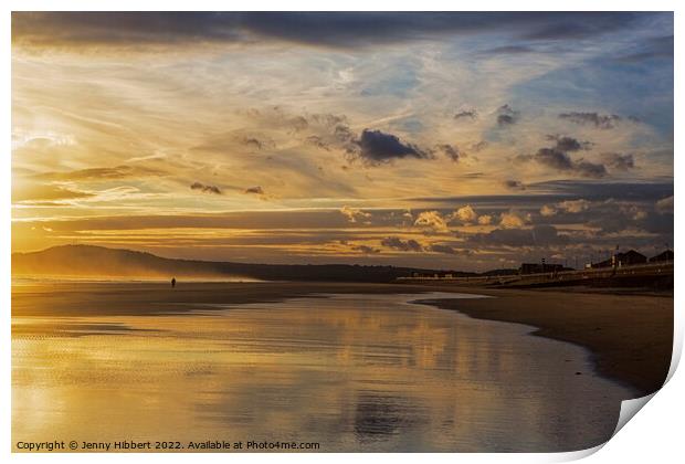 Aberavon beach as sunsetting Port Talbot Print by Jenny Hibbert