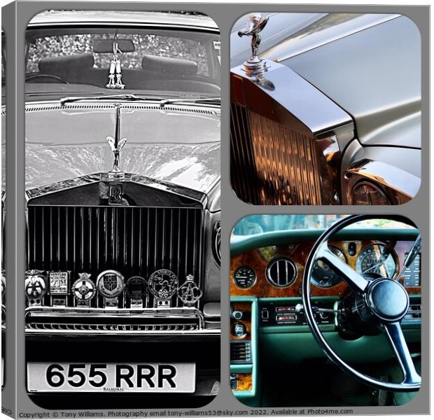 Rolls Royce Silver Shadow 1979 collage Canvas Print by Tony Williams. Photography email tony-williams53@sky.com