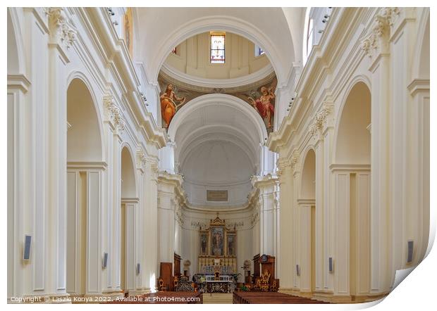 Interior of the Cathedral - Noto  Print by Laszlo Konya