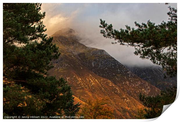 Ben Nevis peaking through the clouds Scotland Print by Jenny Hibbert
