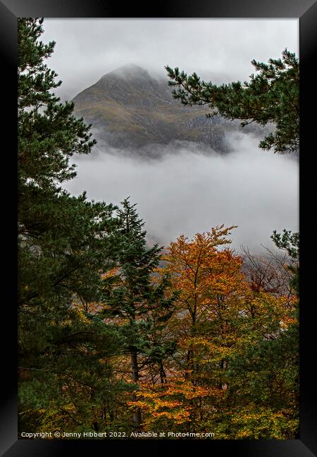 Ben Nevis in the mist & clouds Framed Print by Jenny Hibbert
