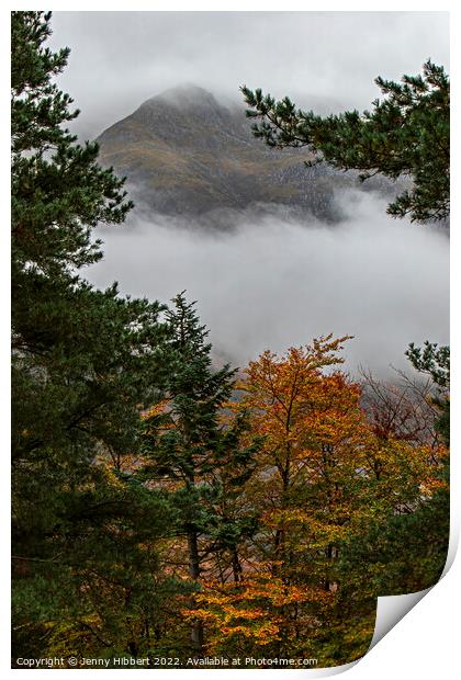 Ben Nevis in the mist & clouds Print by Jenny Hibbert