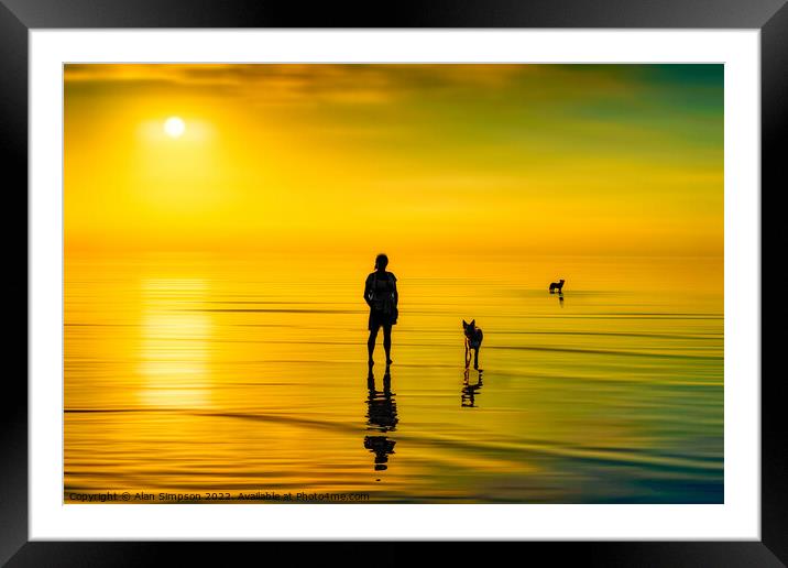 Sunset on the beach Framed Mounted Print by Alan Simpson