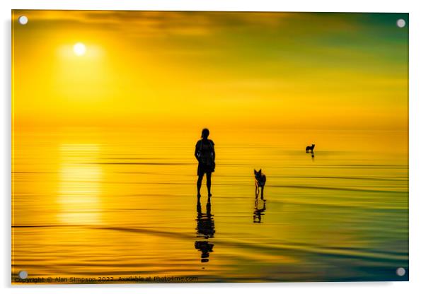 Sunset on the beach Acrylic by Alan Simpson