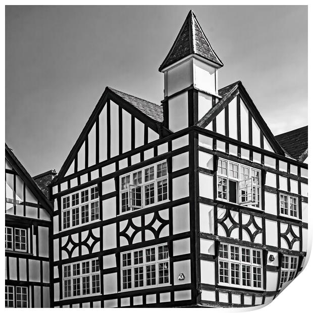 Black and White Building Print by Joyce Storey