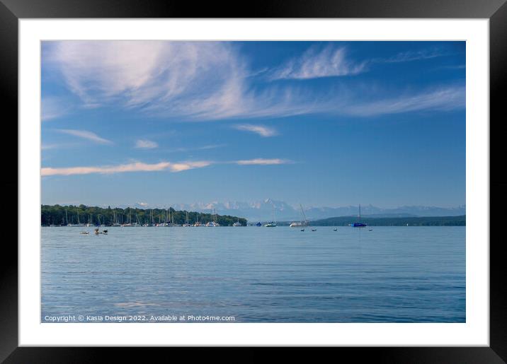 Lake Ammer with Alpine Backdrop Framed Mounted Print by Kasia Design
