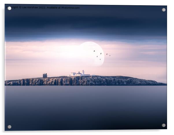 "Silent Serenity: Inner Farne Island Lighthouse" Acrylic by Lee Kershaw