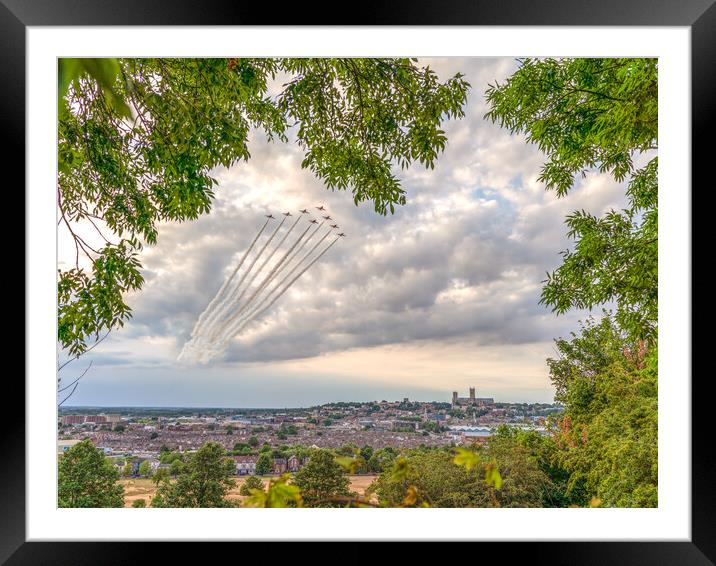 Red Arrows over Lincoln Framed Mounted Print by Andrew Scott
