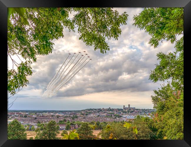 Red Arrows over Lincoln Framed Print by Andrew Scott