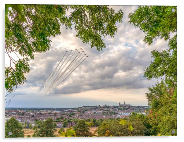 Red Arrows over Lincoln Acrylic by Andrew Scott
