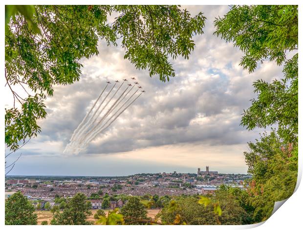 Red Arrows over Lincoln Print by Andrew Scott