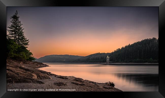 Summer dawn at Lake Vrnwy Framed Print by Clive Ingram