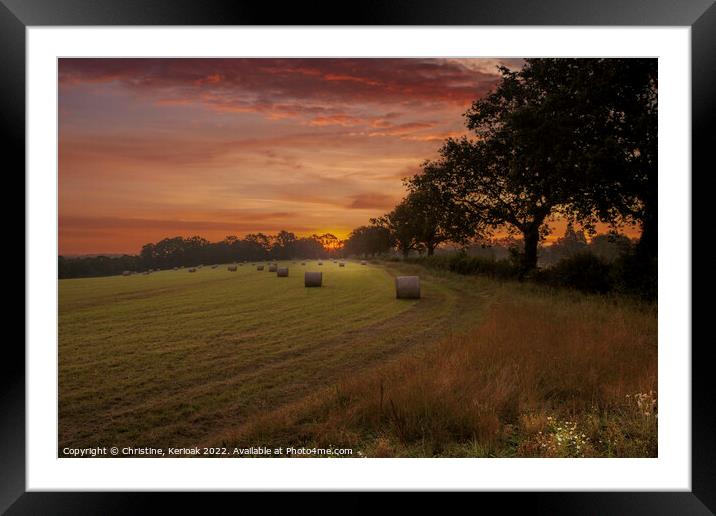 Sussex Hayfield at Dawn Framed Mounted Print by Christine Kerioak