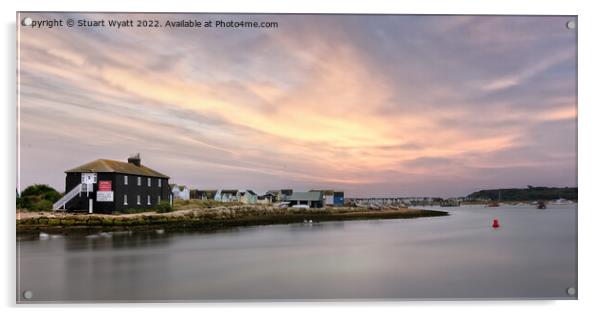 Mudeford Quay Sunset Acrylic by Stuart Wyatt