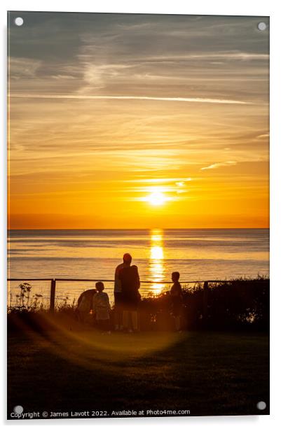 Sunset Observers Over Caernarfon Bay Acrylic by James Lavott