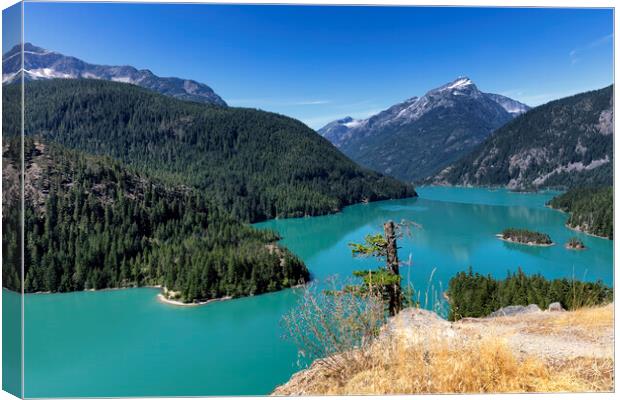 Glacier mountain lake in the north Cascades of Washington State  Canvas Print by Thomas Baker