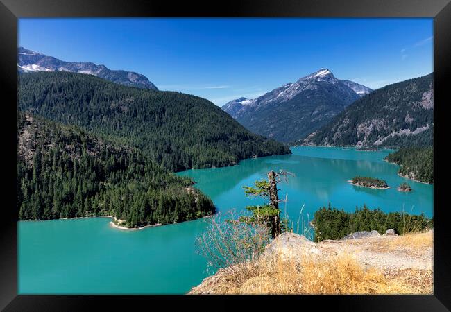 Glacier mountain lake in the north Cascades of Washington State  Framed Print by Thomas Baker