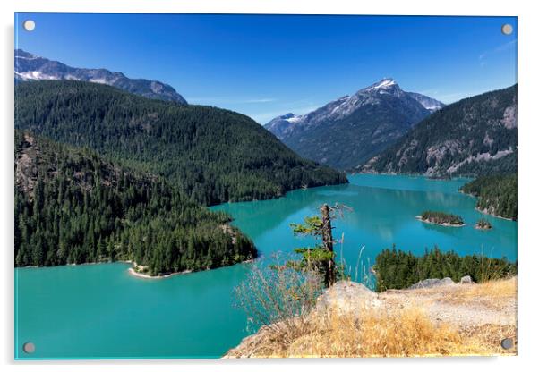 Glacier mountain lake in the north Cascades of Washington State  Acrylic by Thomas Baker