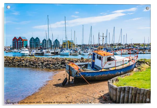 OLD and NEW AMBLE HARBOUR Acrylic by Michael Birch