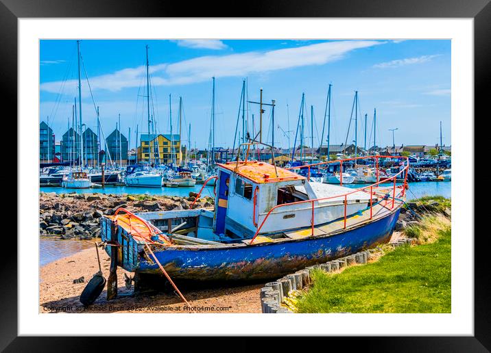 OLD BOAT AMBLE HARBOUR Framed Mounted Print by Michael Birch
