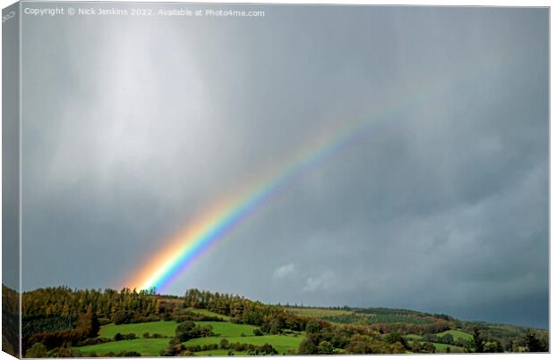 Sharp Rainbow over Talybont Valley Brecon Beacons Canvas Print by Nick Jenkins