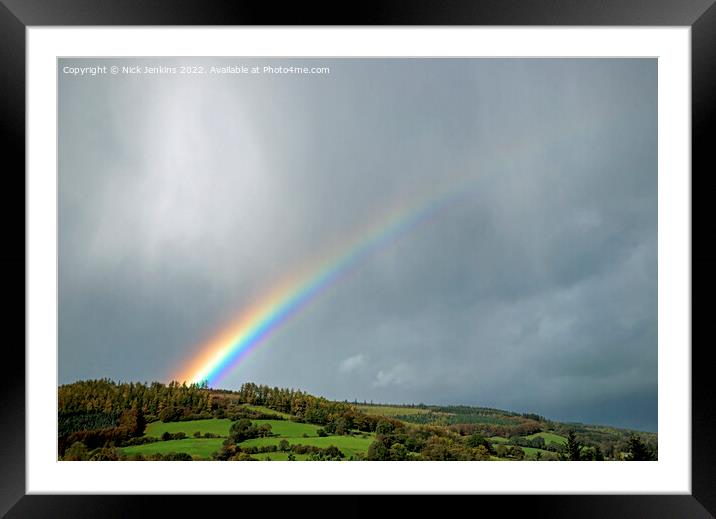 Sharp Rainbow over Talybont Valley Brecon Beacons Framed Mounted Print by Nick Jenkins