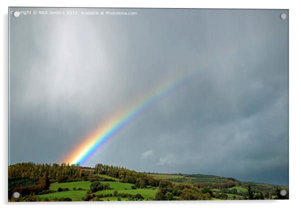 Sharp Rainbow over Talybont Valley Brecon Beacons Acrylic by Nick Jenkins